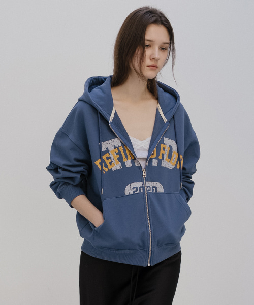 Lettering hoodie zip-up [TISP05LT09]_Blue