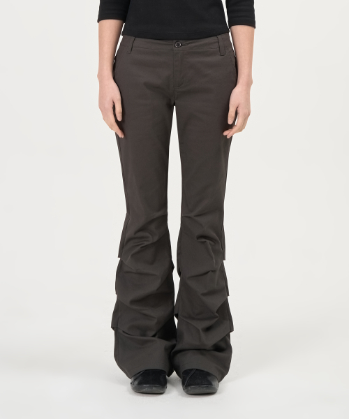 Shirring Boots Cut Cotton Pants (Charcoal)