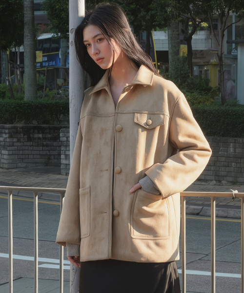 Distressed suede single jacket [TISP05JK13]_Yellow