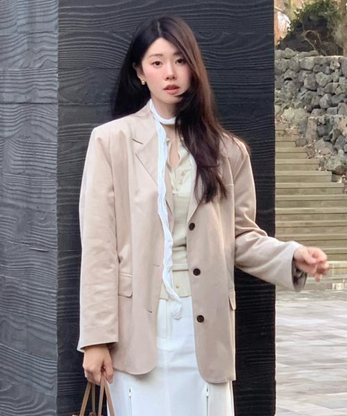 All brush suede jacket_Light beige
