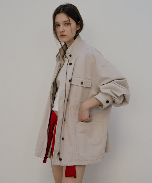 Over-Fit utility jacket [TISP05JK09]_Stone beige