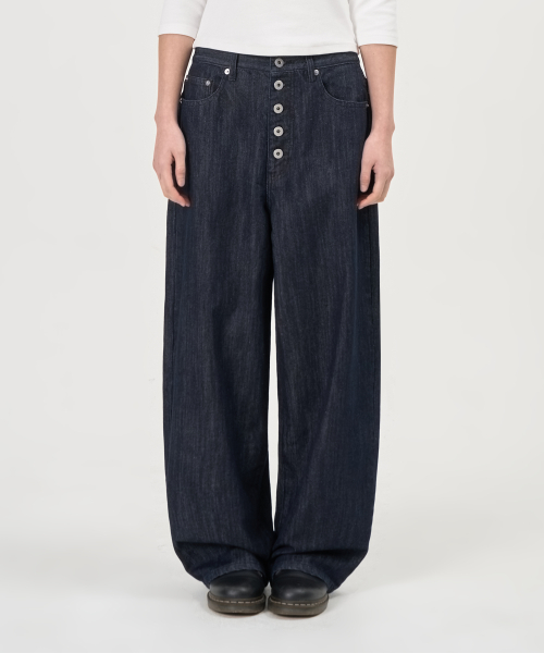 Button Raw Denim Pants (Raw Indigo)