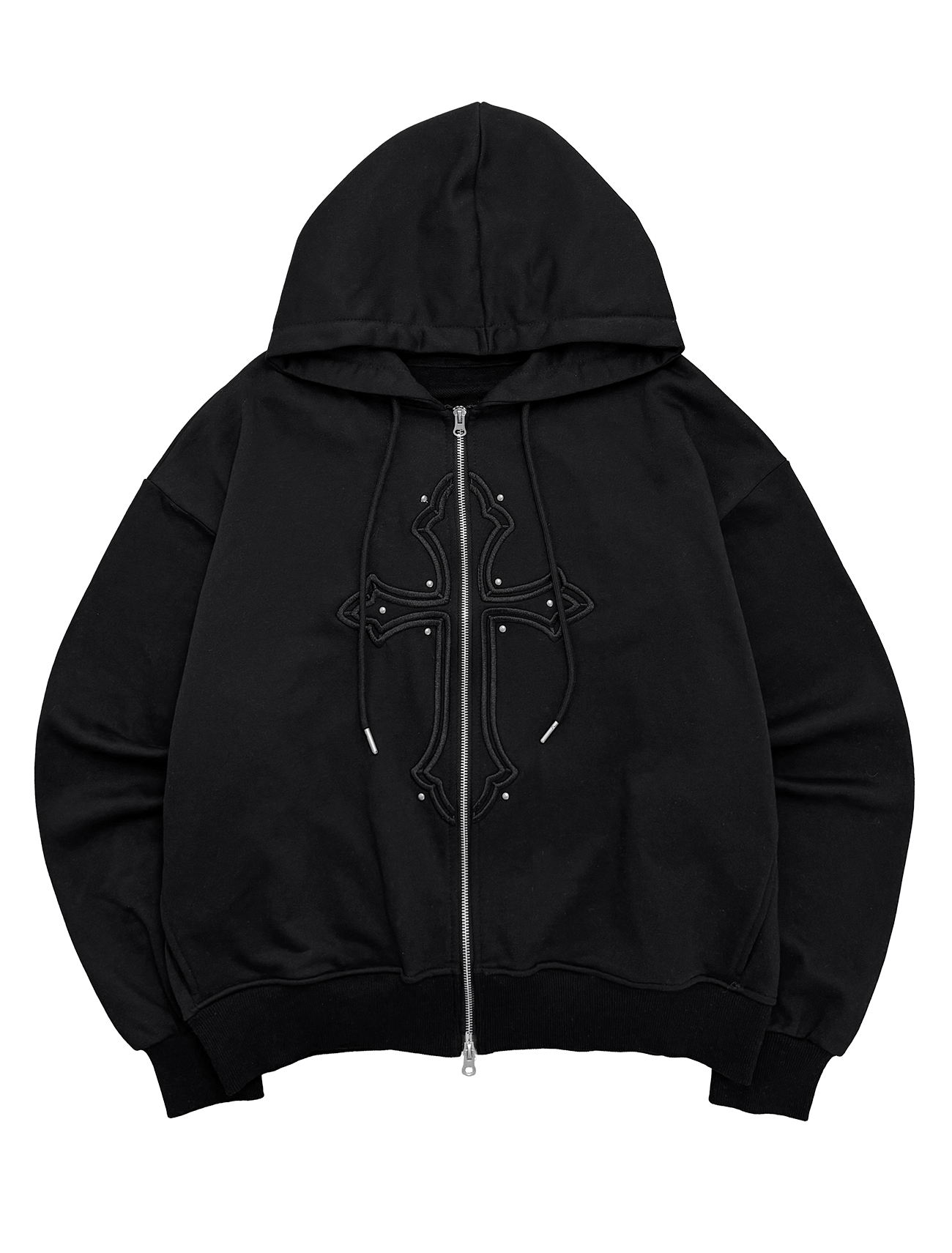 Худи на молнии с заклепками-крестами Black