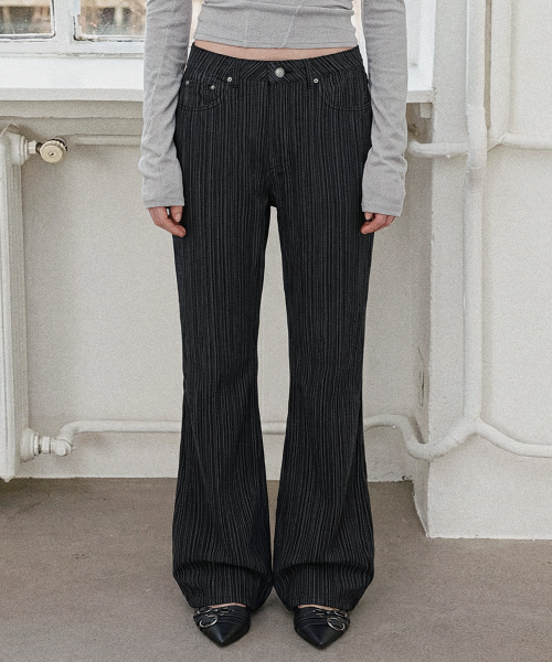 Джинсы буткат в полоску (Black)