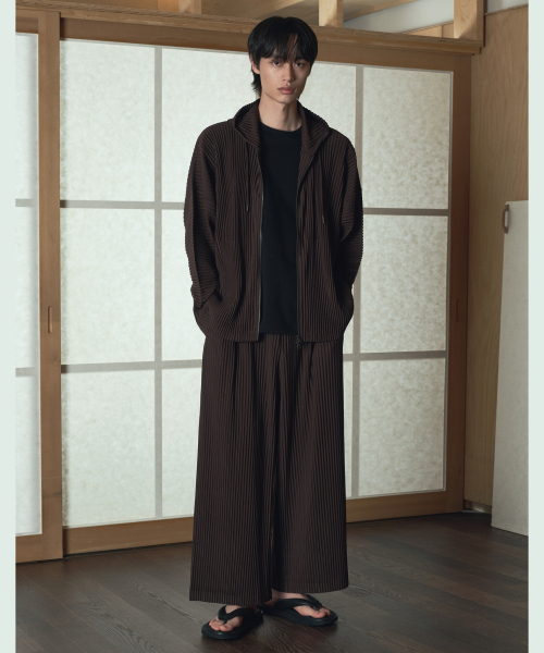 Yoyogi Pleats Wide Fit Pants (Brown) TNPA6E108W2