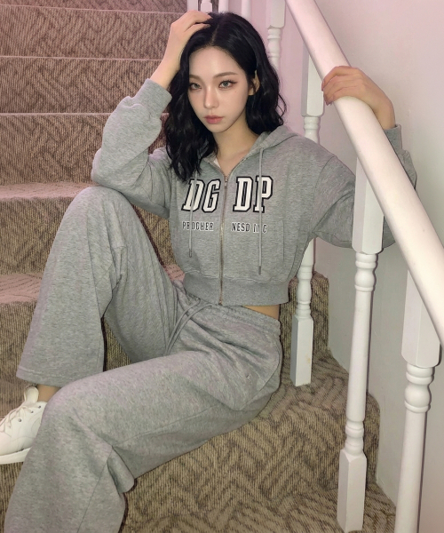 [SET] DGDP аппликация худи-зип + широкие спортивные штаны