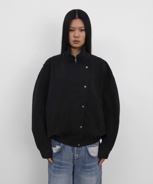 Side Button Cotton Jacket_Black