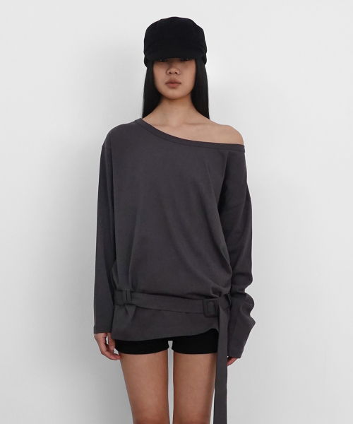 One Shoulder Belt T_Charcoal