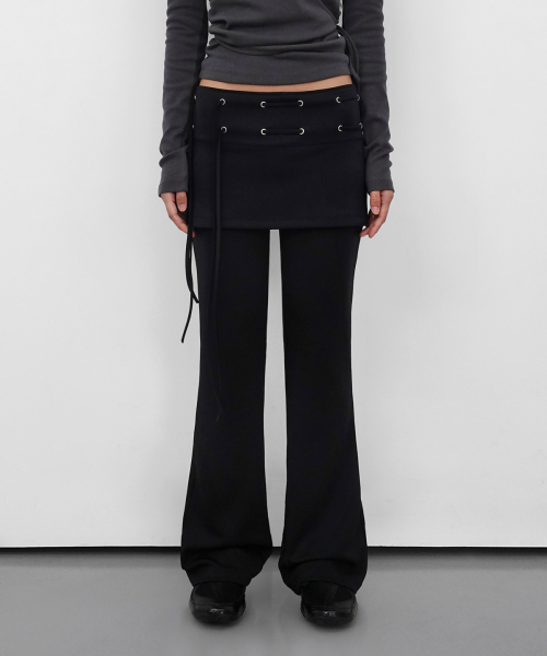 Eyelet Skirt Pants_Black