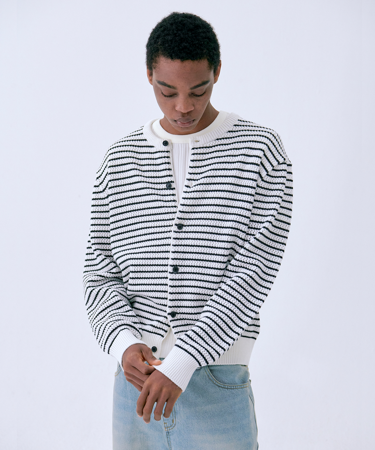 Aftersun Stripe Cardigan IVORY