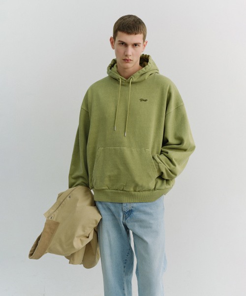 GARMENT DYED HOODIE_UNISEX_UDTS6A113_OLIVE GREEN