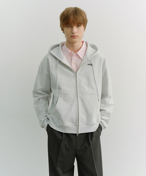 CROPPED ZIP-UP HOODIE_UNISEX_UDTS6A101_LIGHT MELANGE GREY