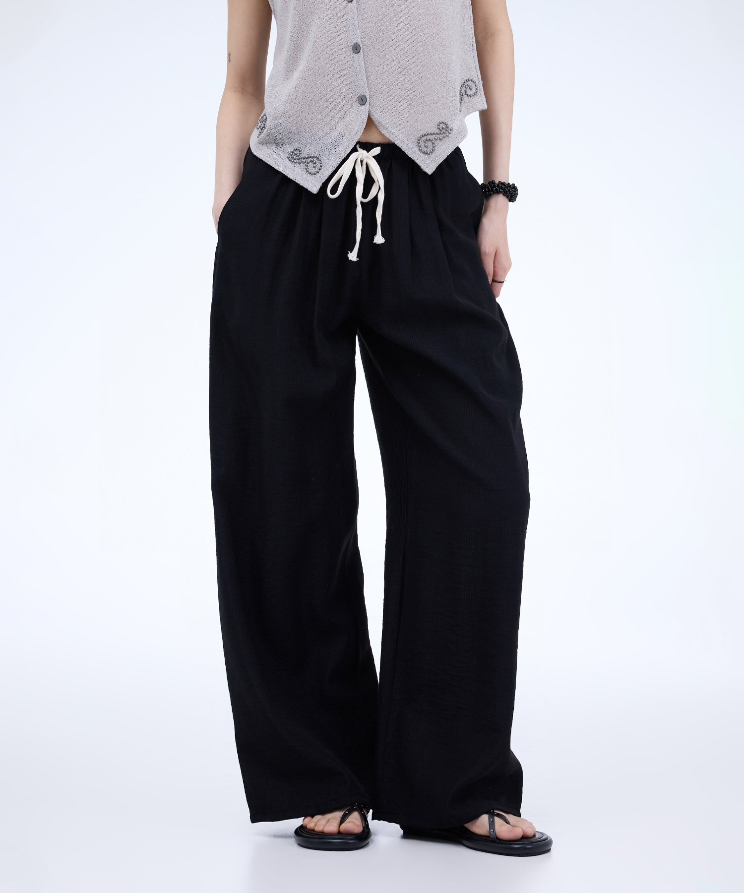 STRIPE SUMMER BANDING TROUSERS-2COLOR