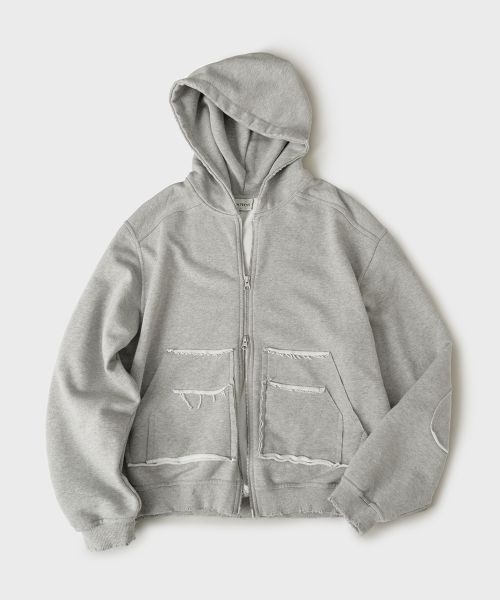 Худи на молнии VTG с карманами (Melange Gray)