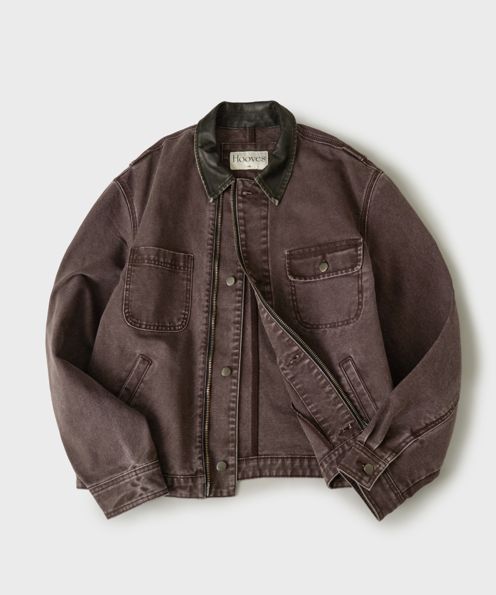 Bleached Canvas Work Jacket[Washed Brown]