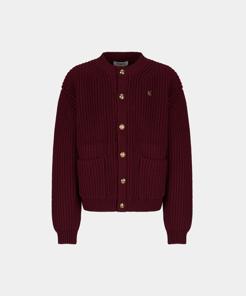 M HEAVY-GAUGE WOOL-BLEND CARDIGAN - WINE