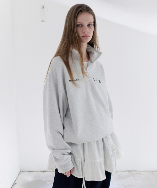 British Half-Zip Sweatshirt - Melange Grey