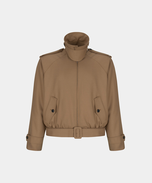 NECK BUCKLE WOOL BLEND BLOUSON - CAMEL