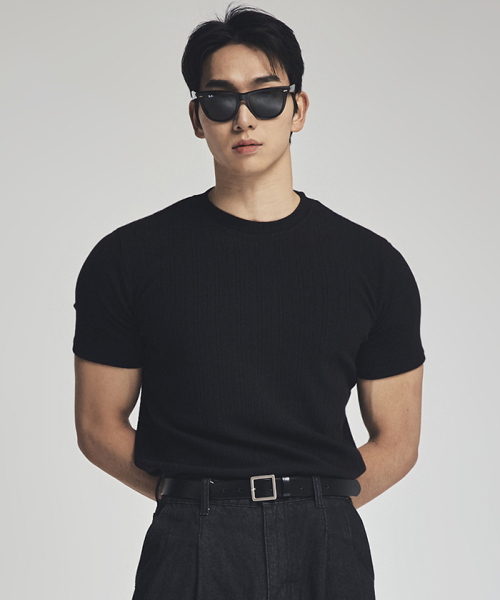 Тонкая трикотажная футболка muscle fit, Black