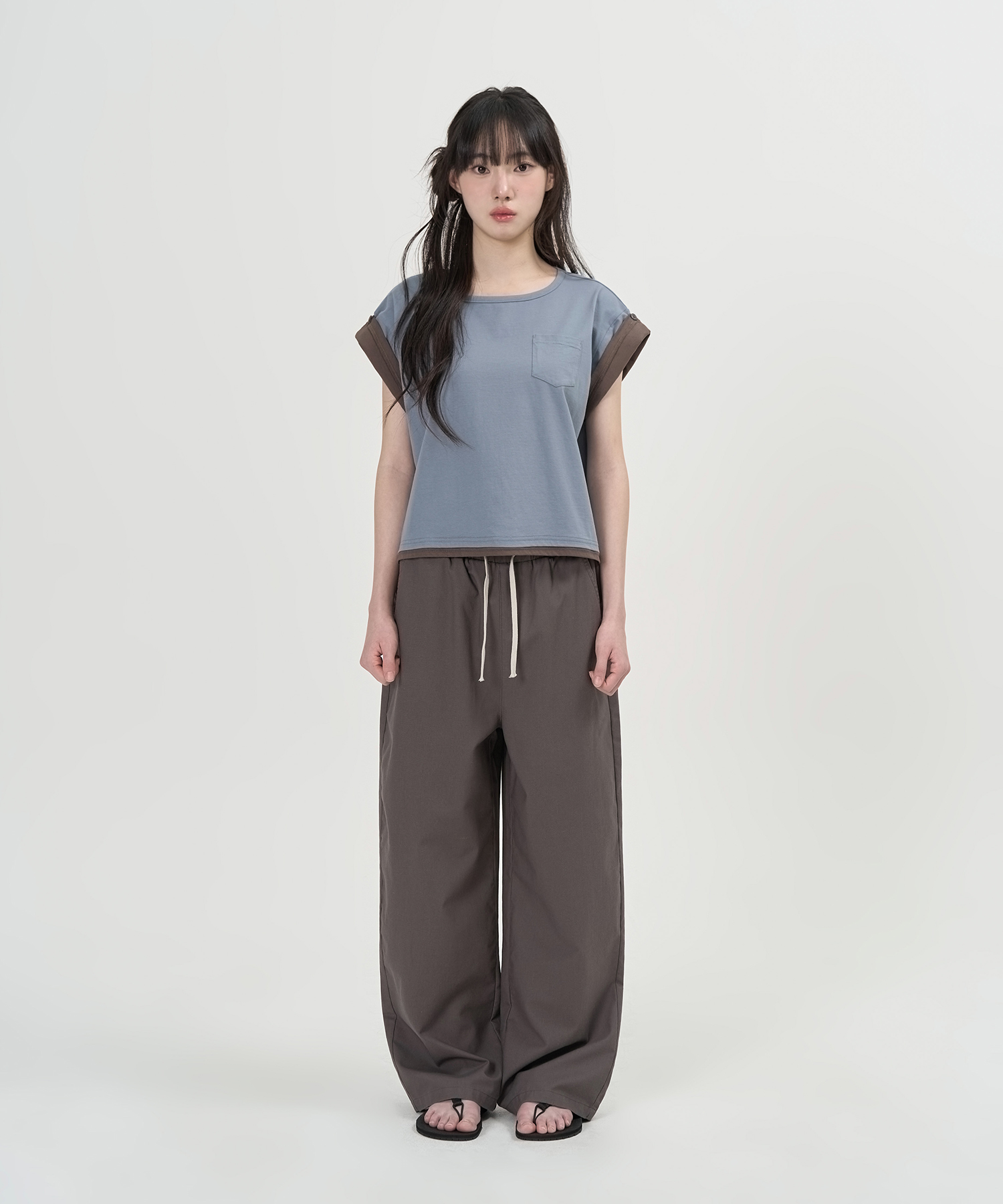 W LINEN EASY PANTS (GREY)