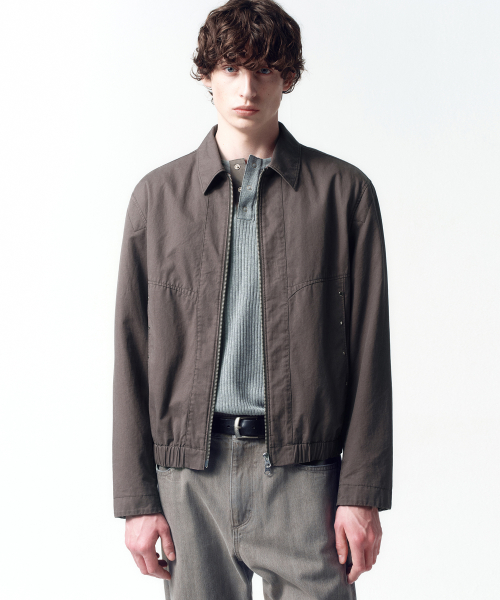 Хлопковый бомбер с заклепками Brown