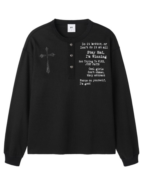 BLESSED HENLEY L/S TOP - BLACK