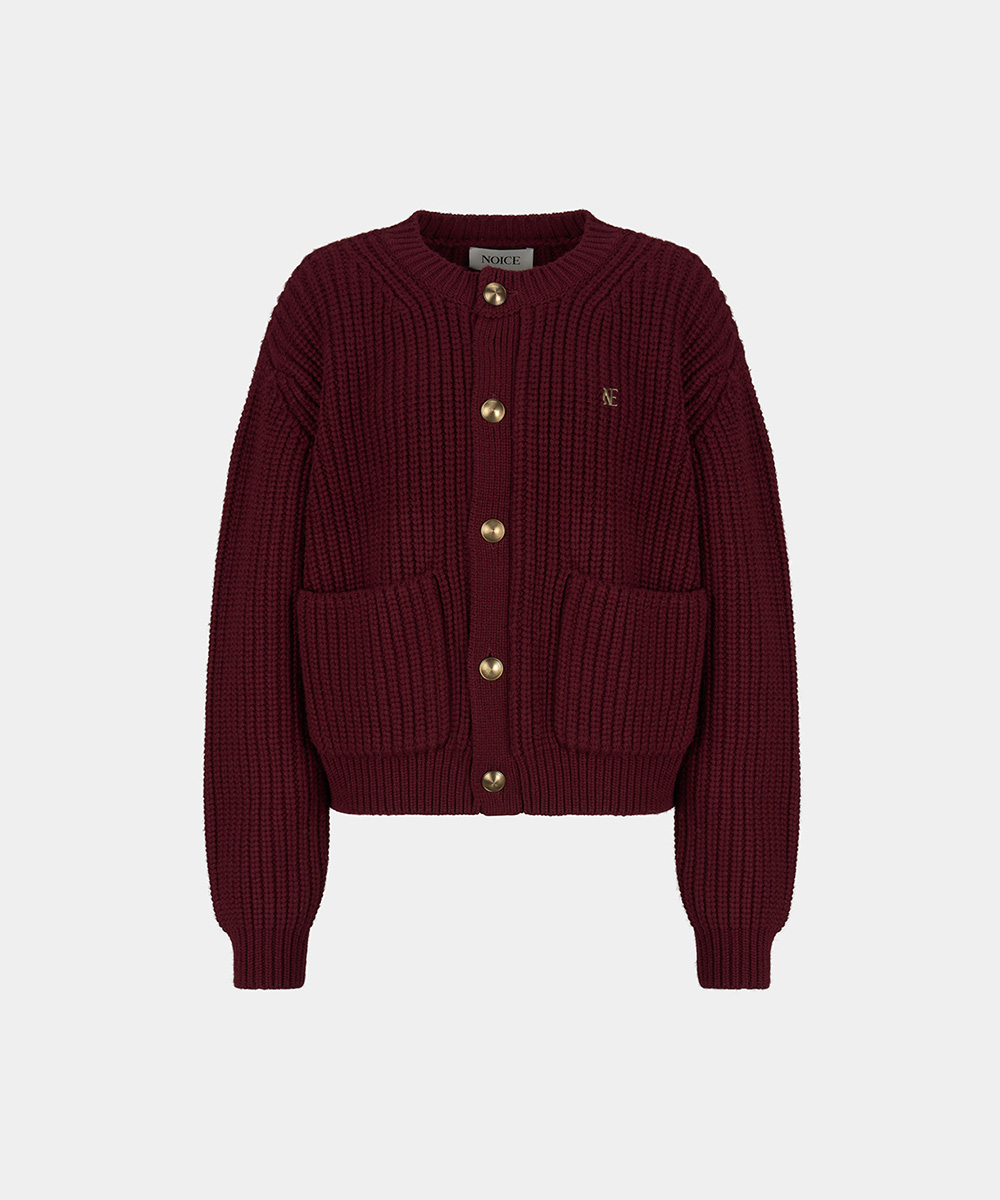 W HEAVY-GAUGE WOOL-BLEND CARDIGAN - WINE