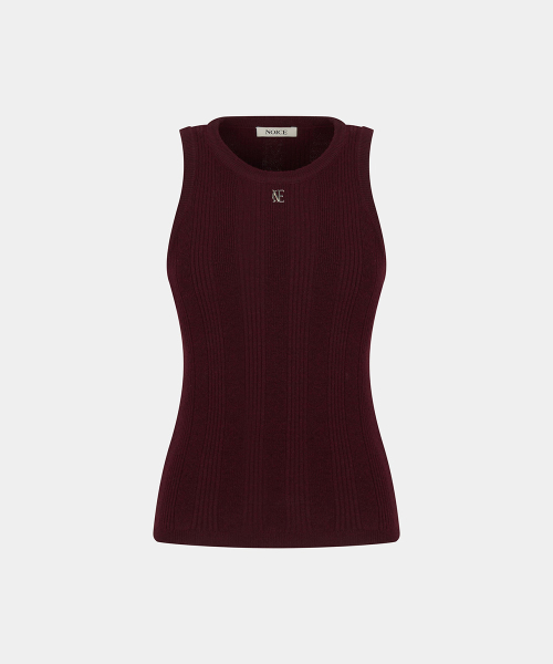 W RIBBED KNIT SLEEVELESS - WINE