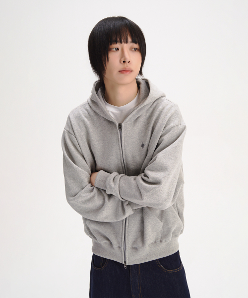 Укороченное худи на молнии_Grey