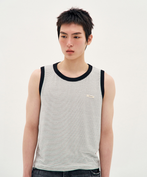 Airy Stripe Sleeveless - чёрный&белый