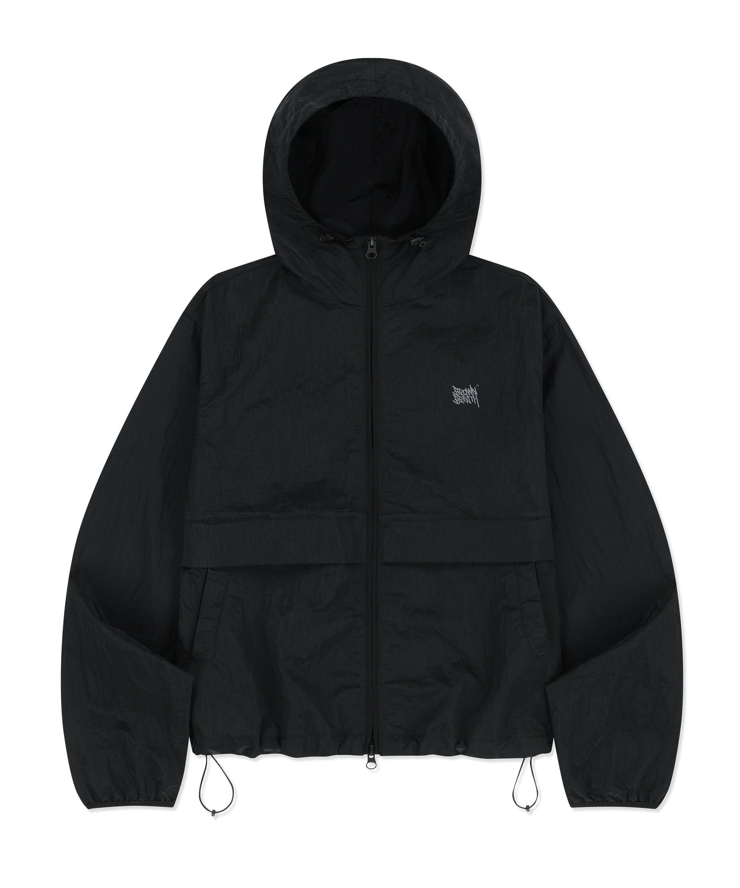 W TAG HIGH NECK HOODIE WINDBREAKER - чёрный