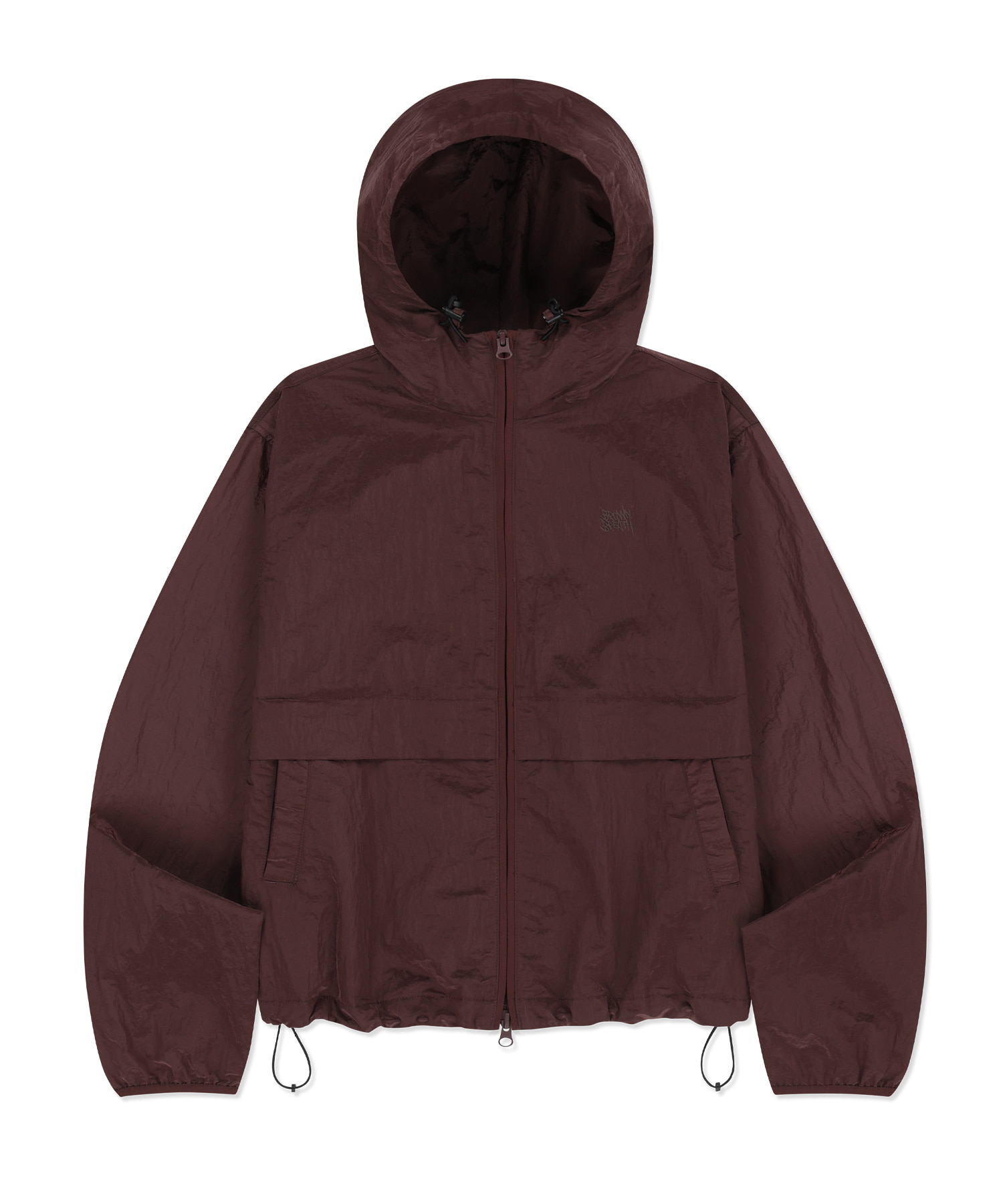 W TAG HIGH NECK HOODIE WINDBREAKER - BURGUNDY