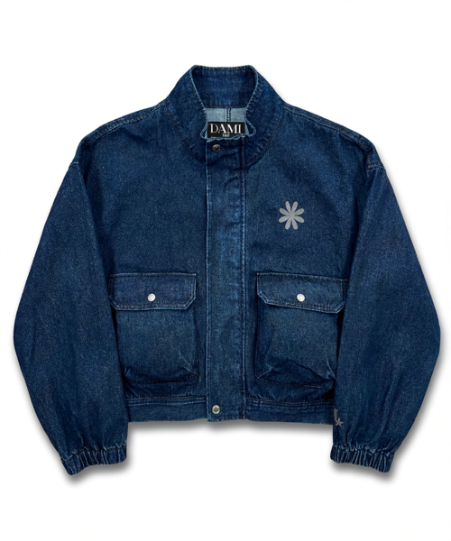 Crop Flower Logo Indigo Denim блузон