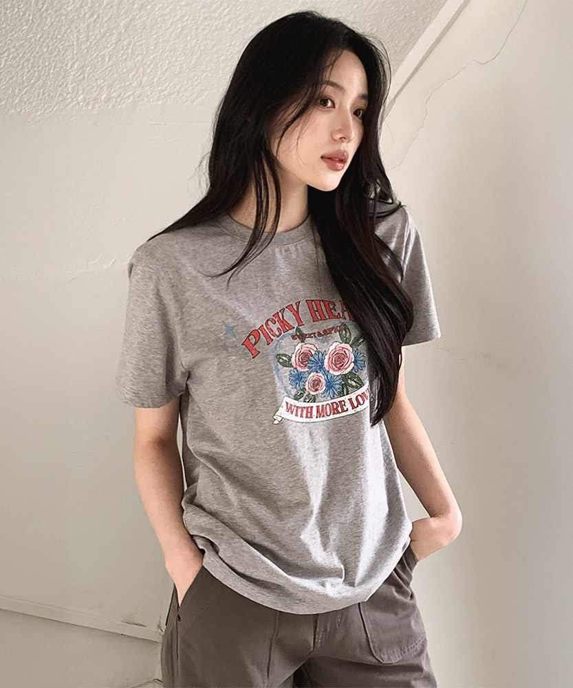 Футболка Vintage Rose_Melange Gray