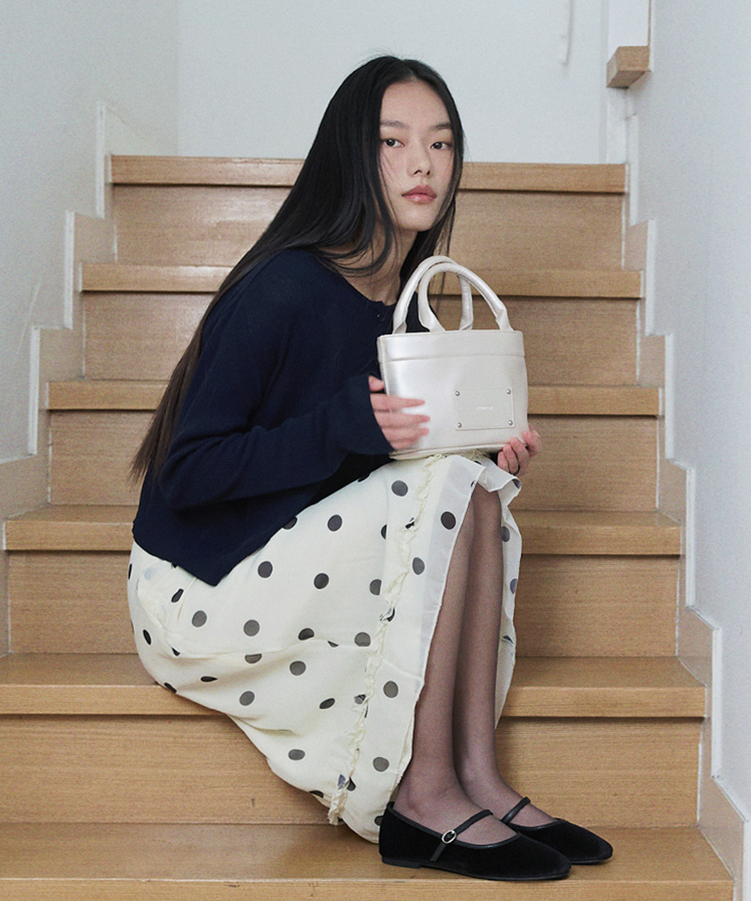 Stud Patch Macaroon Bag_Shining белый