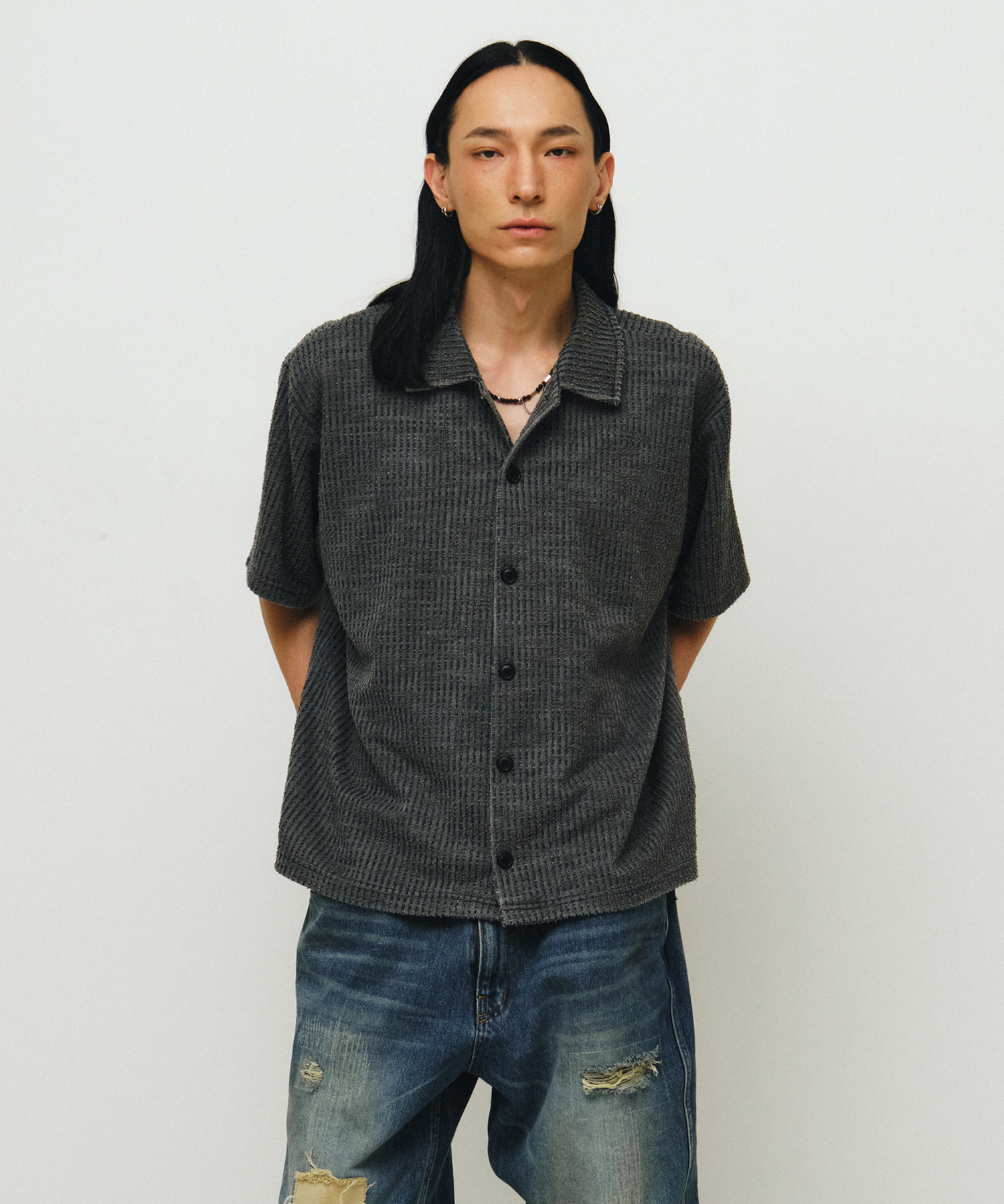 синий Pin crochet 1/2 shirts (синий pin)