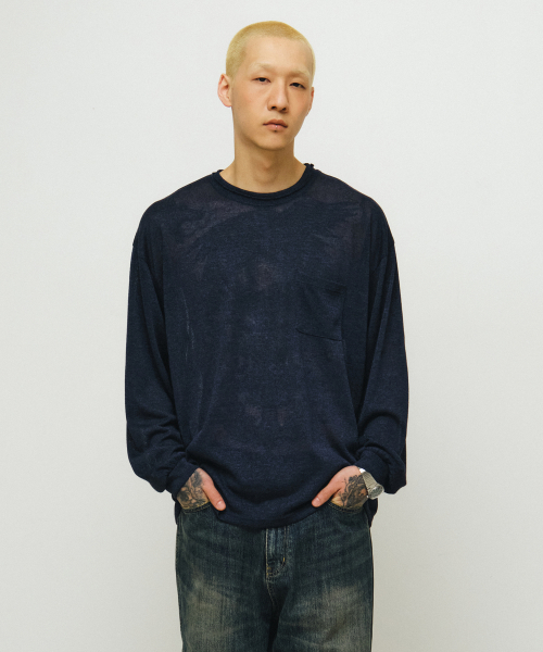 Double Neck Knit Long Sleeve (тёмно-синий)