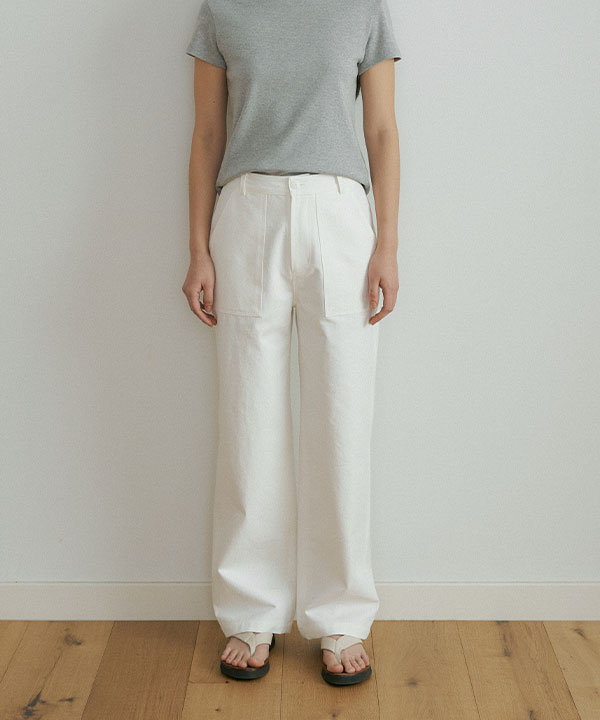 cotton fatigue pants-ivory
