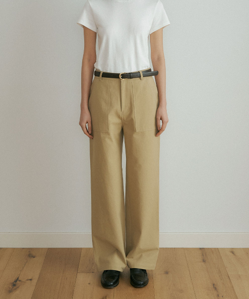cotton fatigue pants-beige