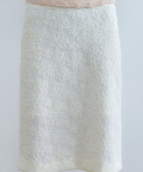 JAQUARD FLOWER LONG SKIRT [ CREAM ]