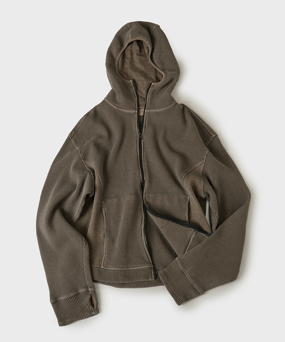 Heavy Waffle Balaclava Hood Zip-UpWashed коричневый
