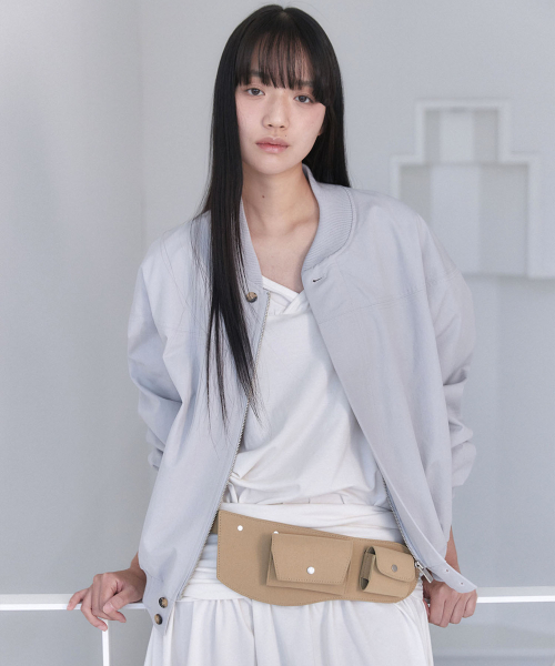 COTTON STITCH BLOUSON JUMPER PALE синий