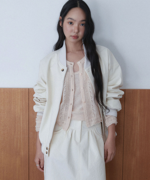 COTTON STITCH BLOUSON JUMPER CREAM