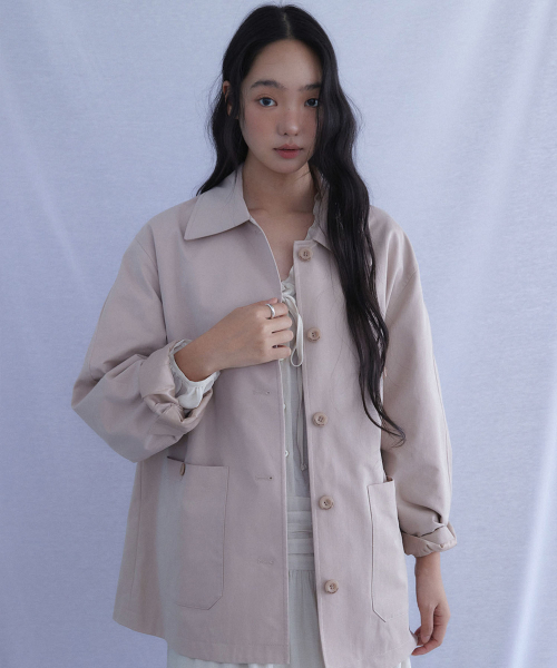 COTTON SAPARI TRENCH JACKET POWDER PINK