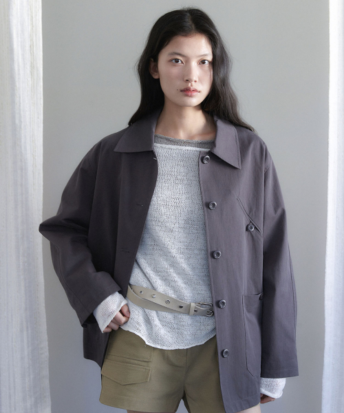 COTTON SAPARI TRENCH JACKET серый