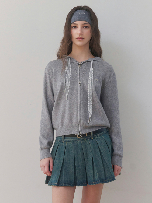 Вязаный кардиган на шнуровке (GRAY)