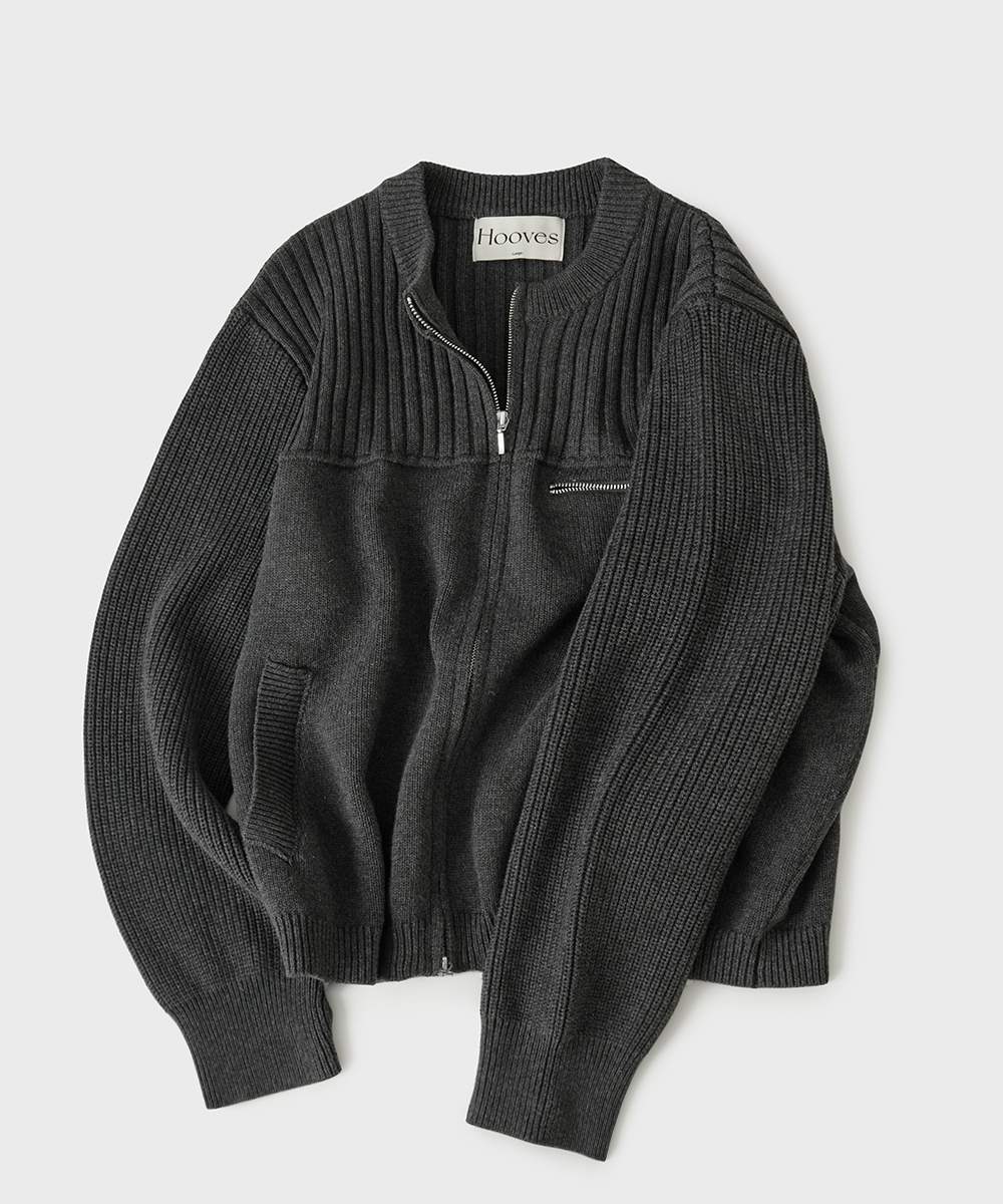 Multi Ribbed Zip-Up Knitсерый