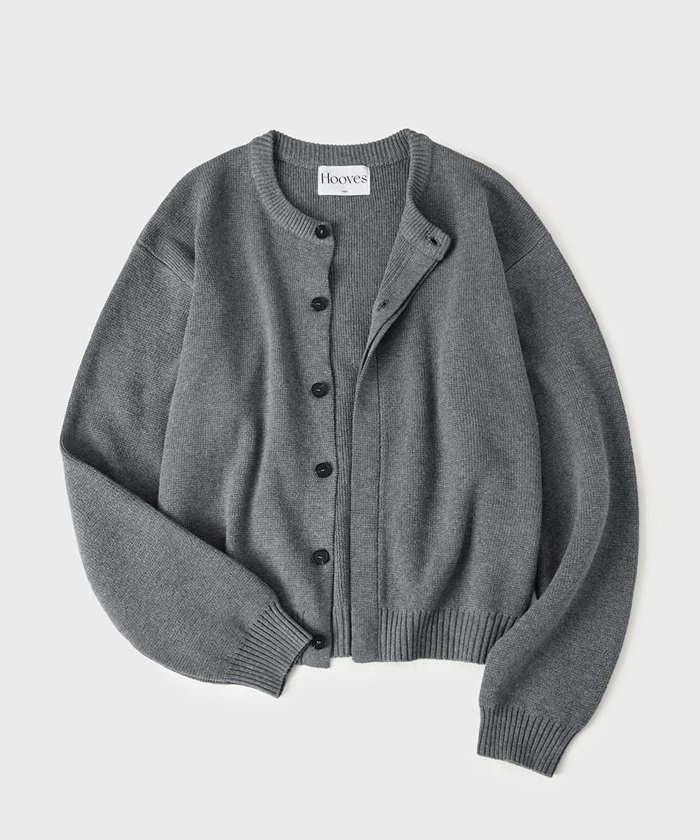 Hidden Button Cropped CardiganGrey
