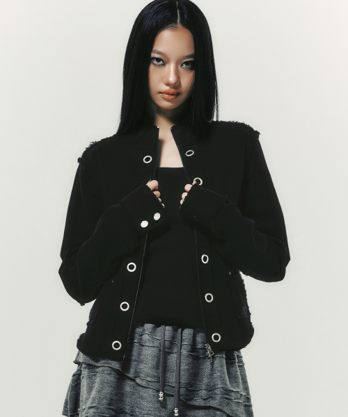 EYELET COTTON JACKET чёрный