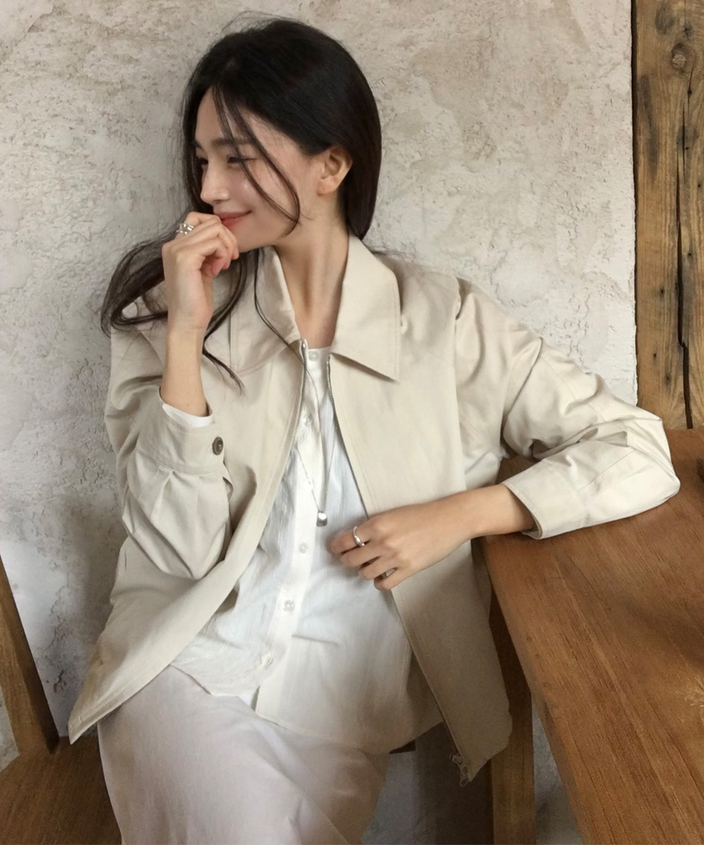 raglan cotton blouson-beige